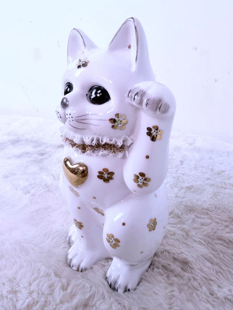 美品♪アイルランド製  PORCELAIN 招き猫 陶器 高さ20cm