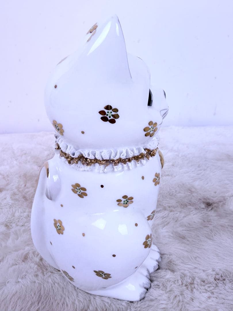 美品♪アイルランド製  PORCELAIN 招き猫 陶器 高さ20cm
