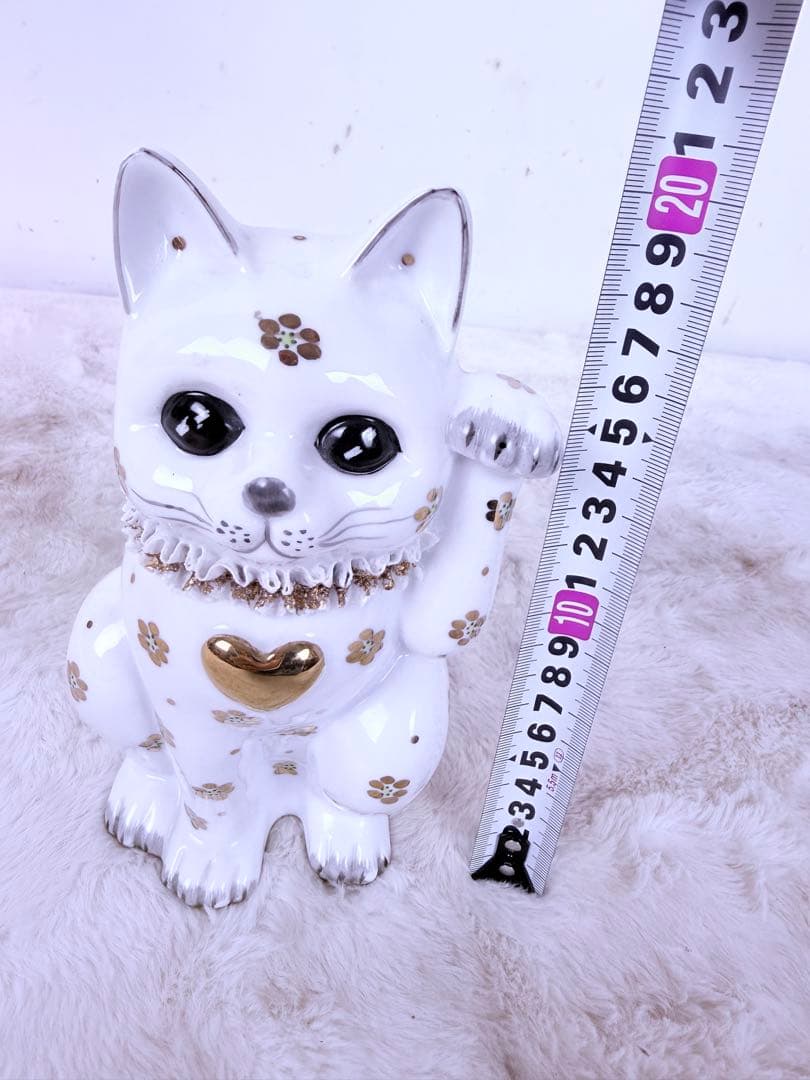 美品♪アイルランド製  PORCELAIN 招き猫 陶器 高さ20cm