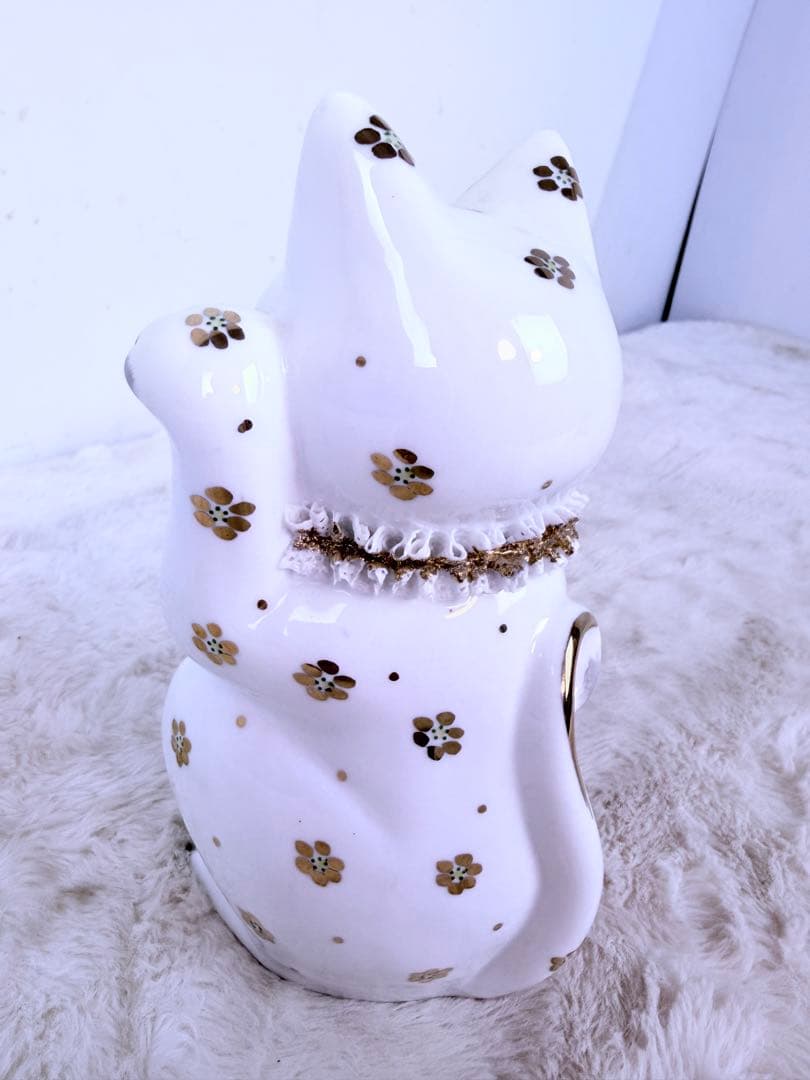 美品♪アイルランド製  PORCELAIN 招き猫 陶器 高さ20cm