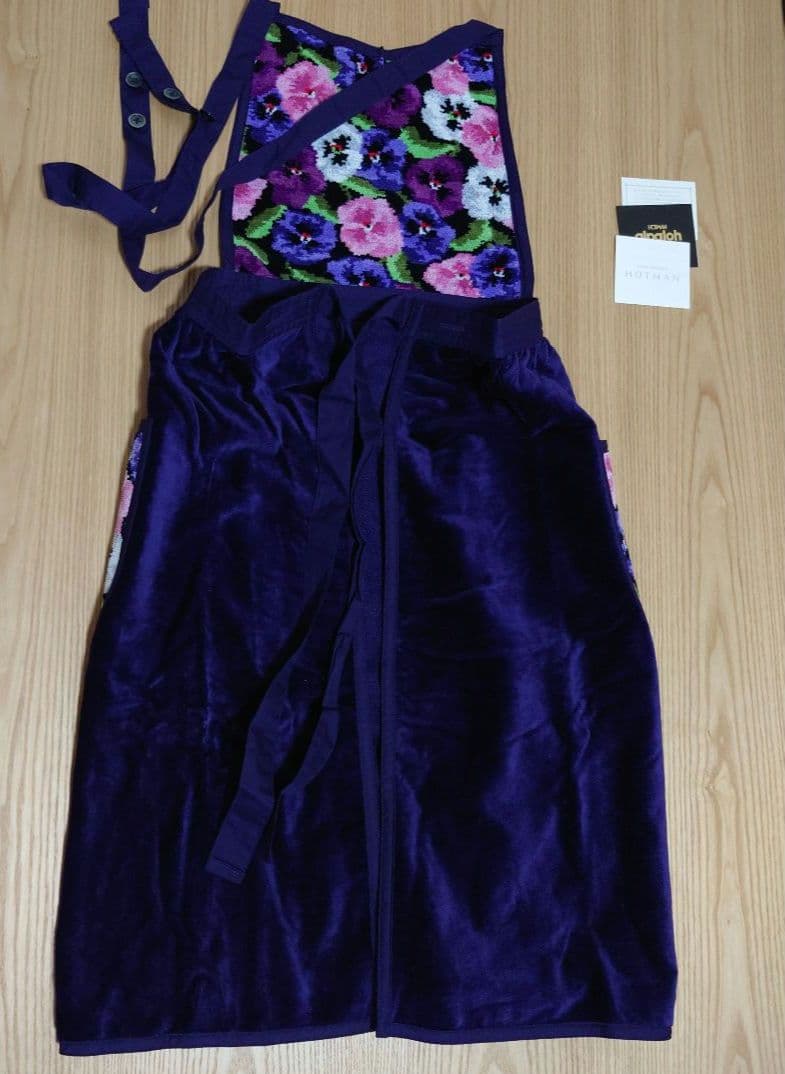 【美品】HOTMAN 花柄エプロン タオル生地 ホットマン