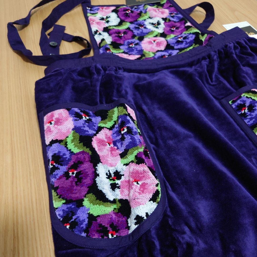 【美品】HOTMAN 花柄エプロン タオル生地 ホットマン