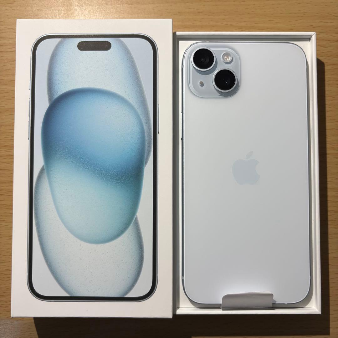iPhone15Plus 美品128GBブルー 本体箱 付属品有り SIMフリー