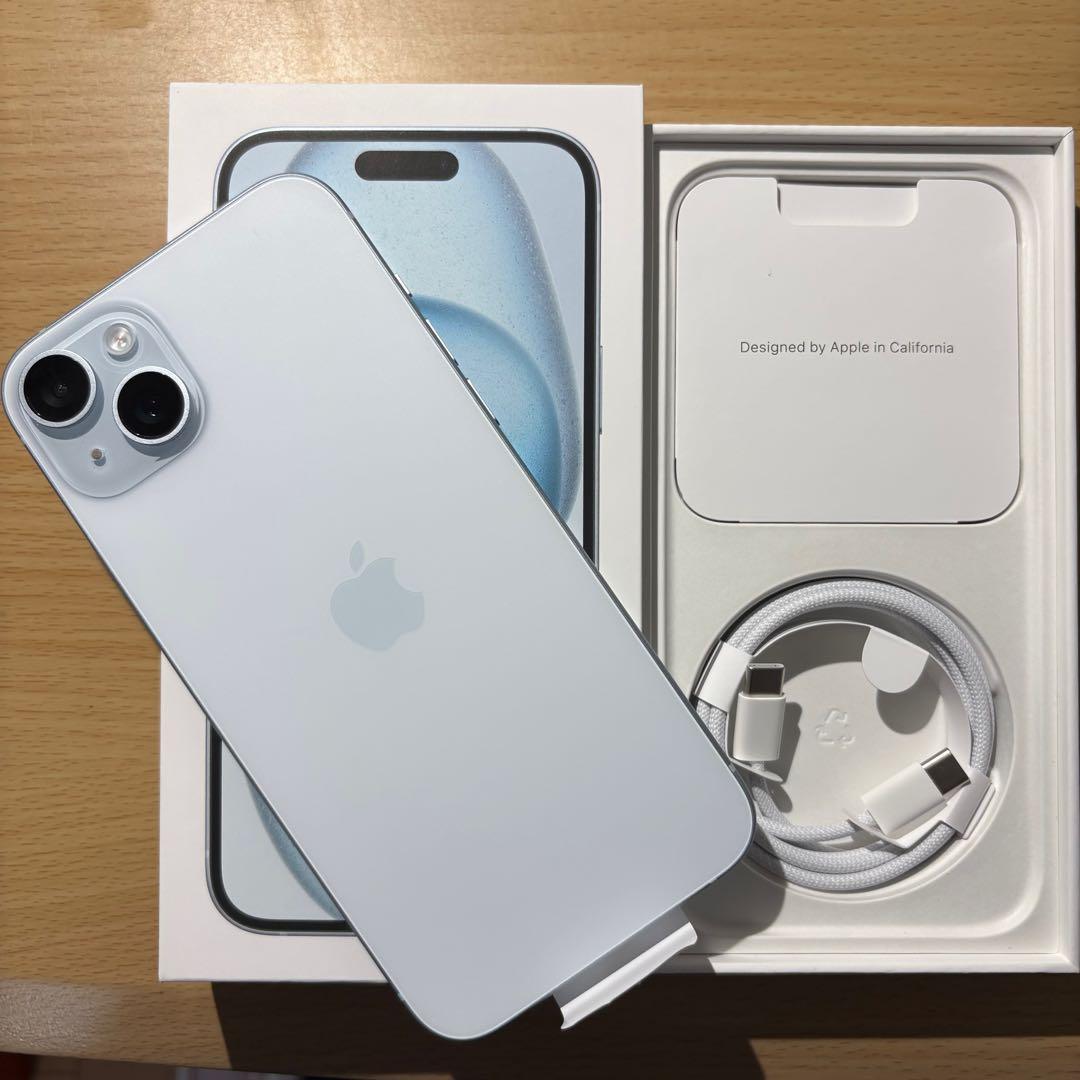 iPhone15Plus 美品128GBブルー 本体箱 付属品有り SIMフリー