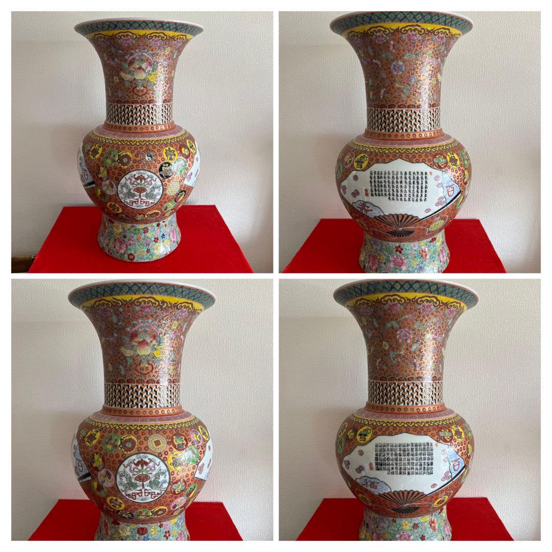 中国古美術　清時代“福寿百字図”【大清乾龍年製】在銘 倉庫整理品 W-0044