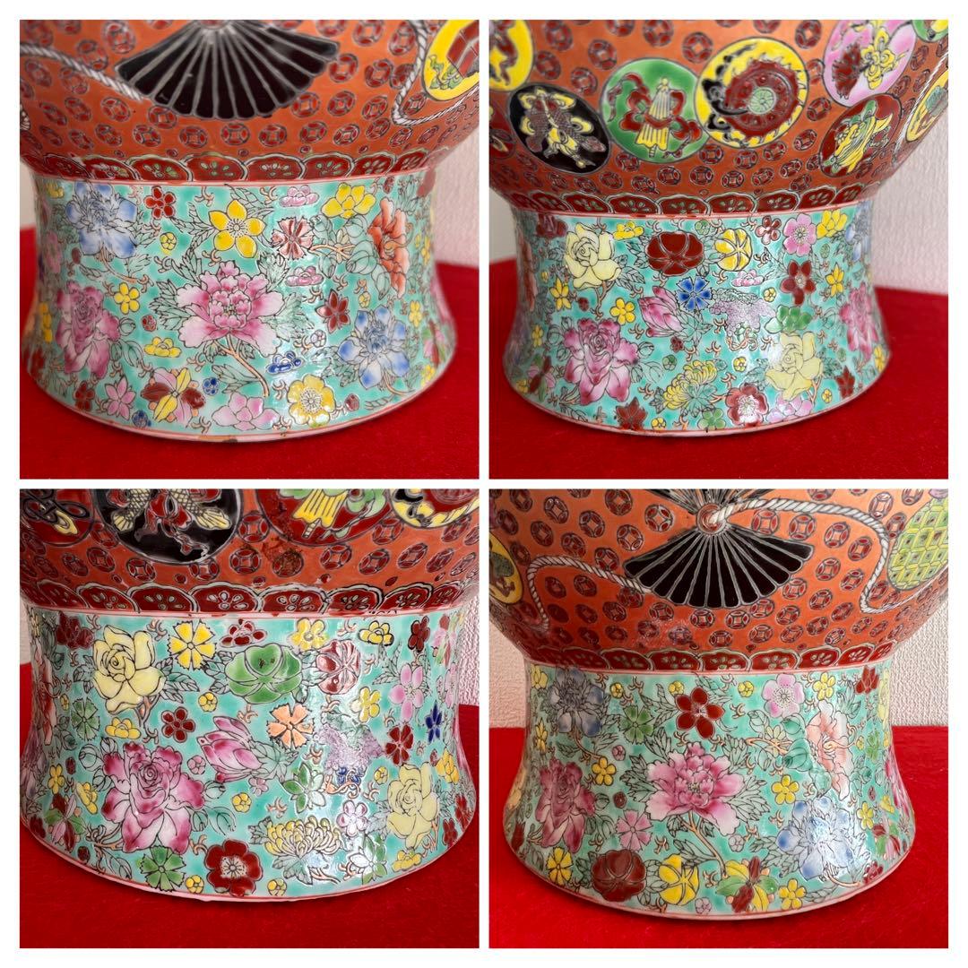 中国古美術　清時代“福寿百字図”【大清乾龍年製】在銘 倉庫整理品 W-0044