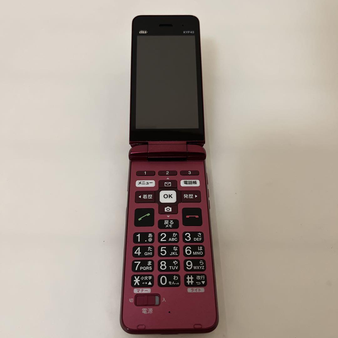 京セラ KYF43 かんたんケータイライト ガラケー レッド 赤