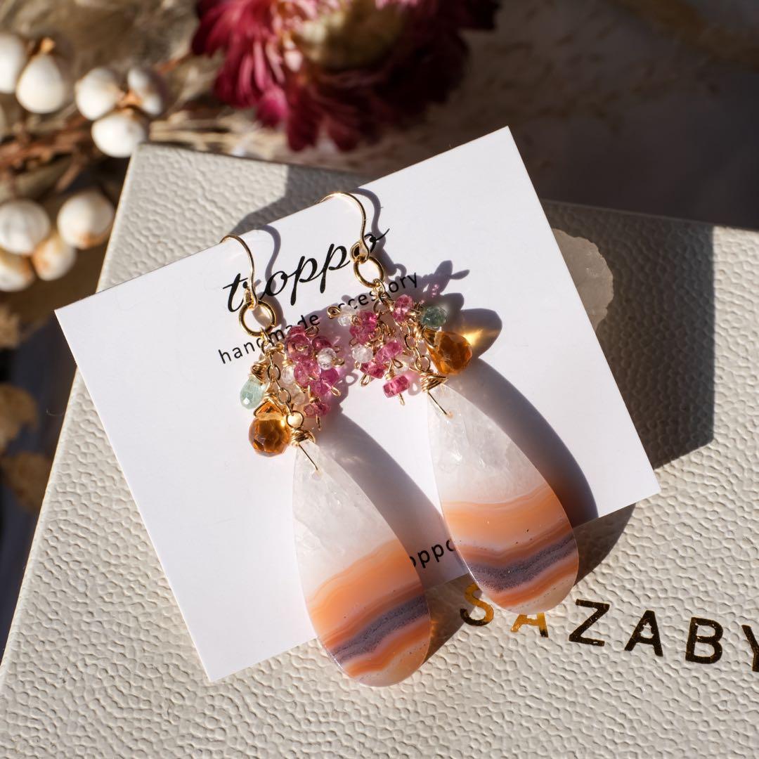 14kgfティモールアゲートピアス/イヤリング