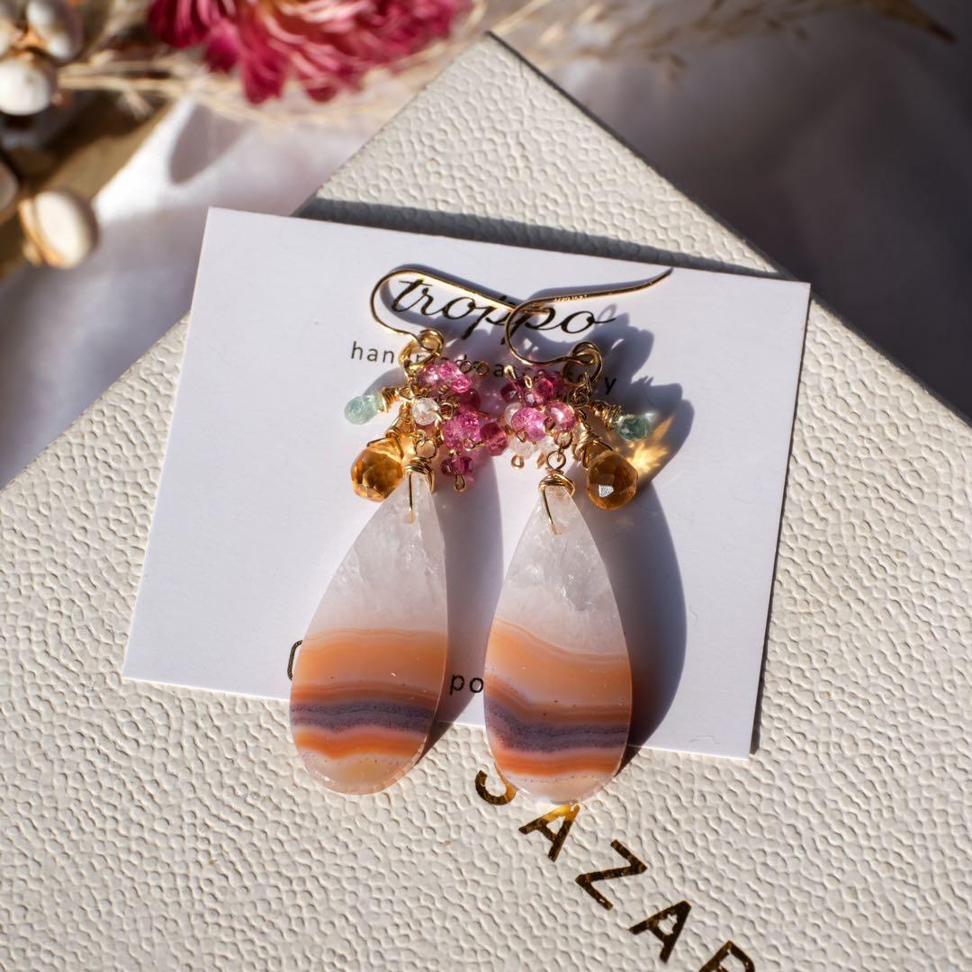 14kgfティモールアゲートピアス/イヤリング