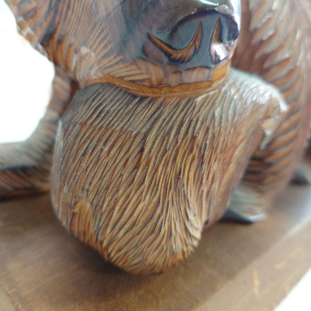 子熊親熊 木彫り 置き物