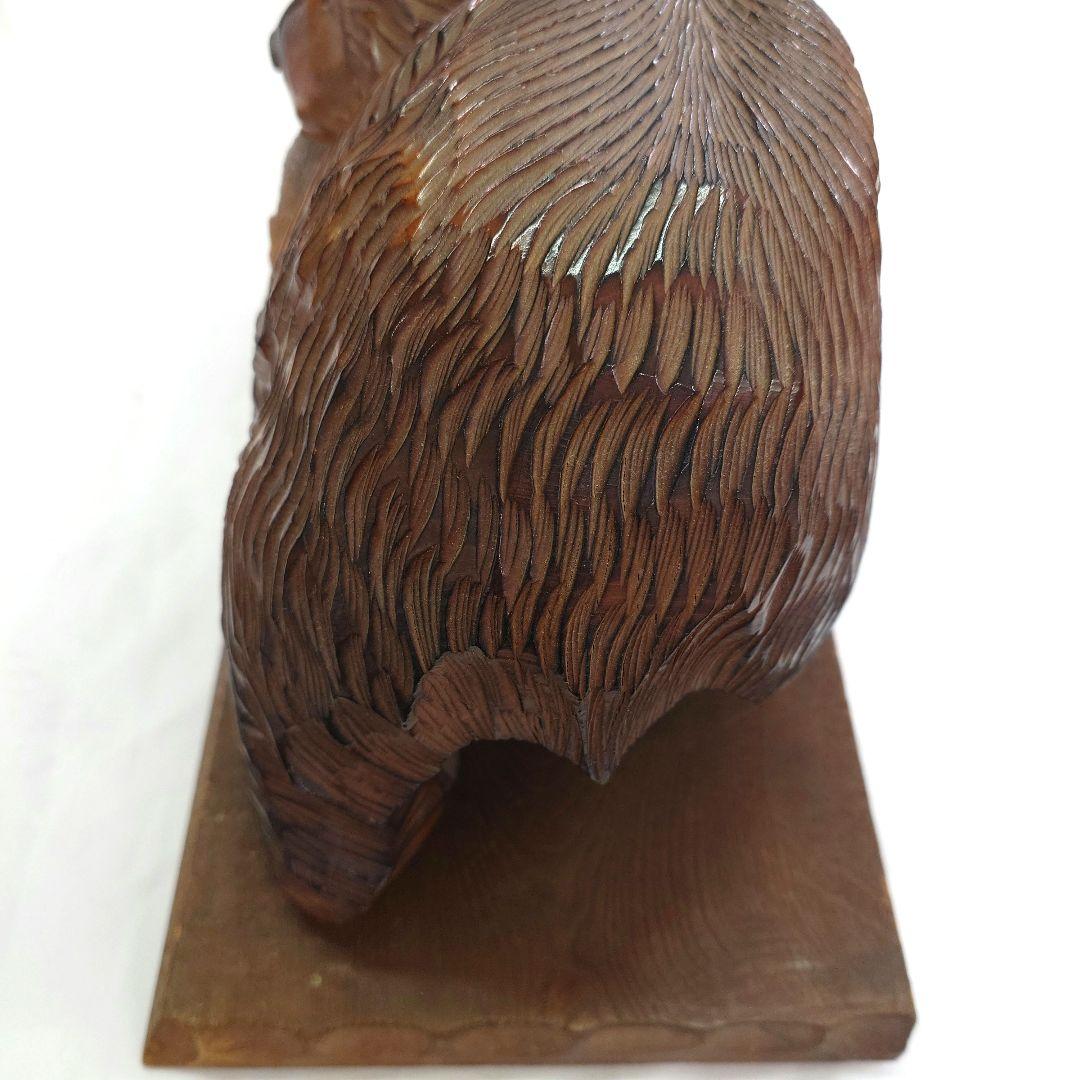 子熊親熊 木彫り 置き物