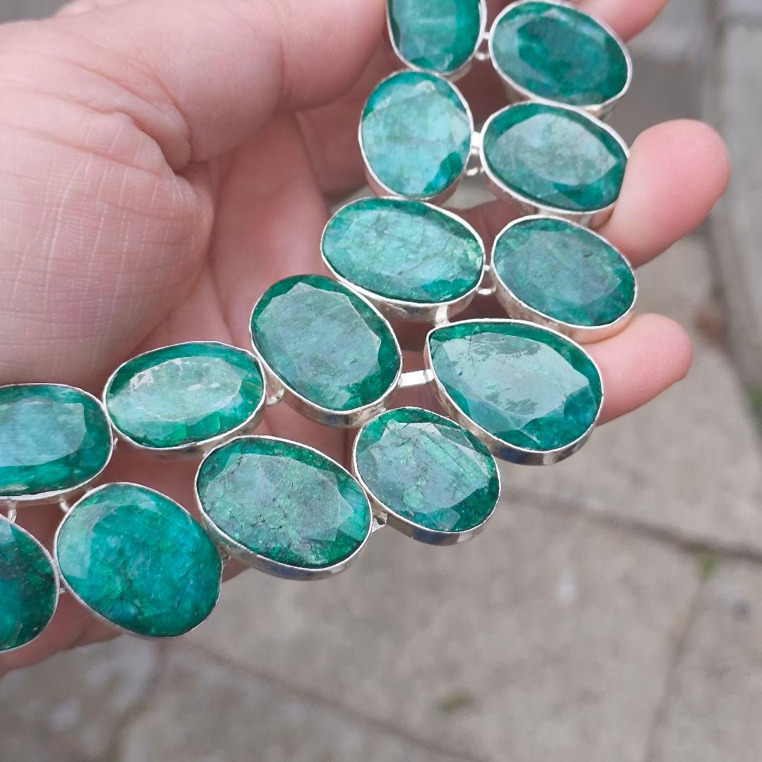 特大 エメラルド 30 天然石 ネックレス シルバー ビジュージュエリー