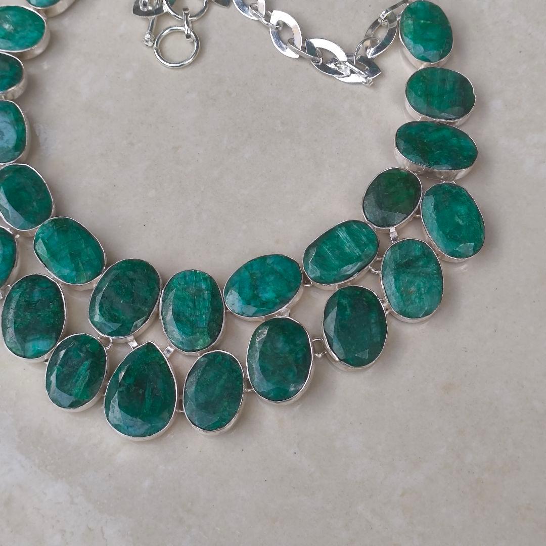 特大 エメラルド 30 天然石 ネックレス シルバー ビジュージュエリー