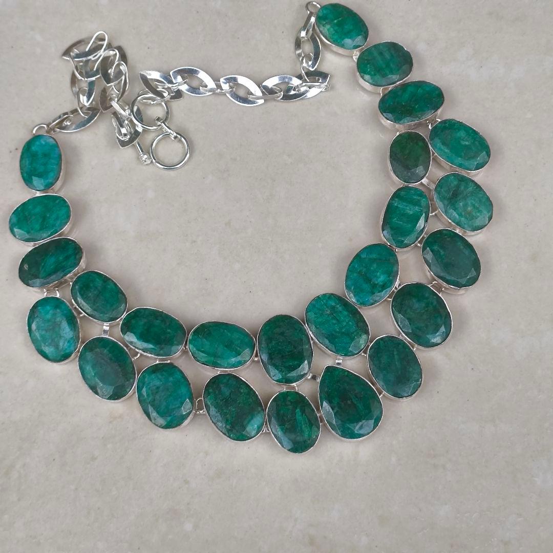 特大 エメラルド 30 天然石 ネックレス シルバー ビジュージュエリー