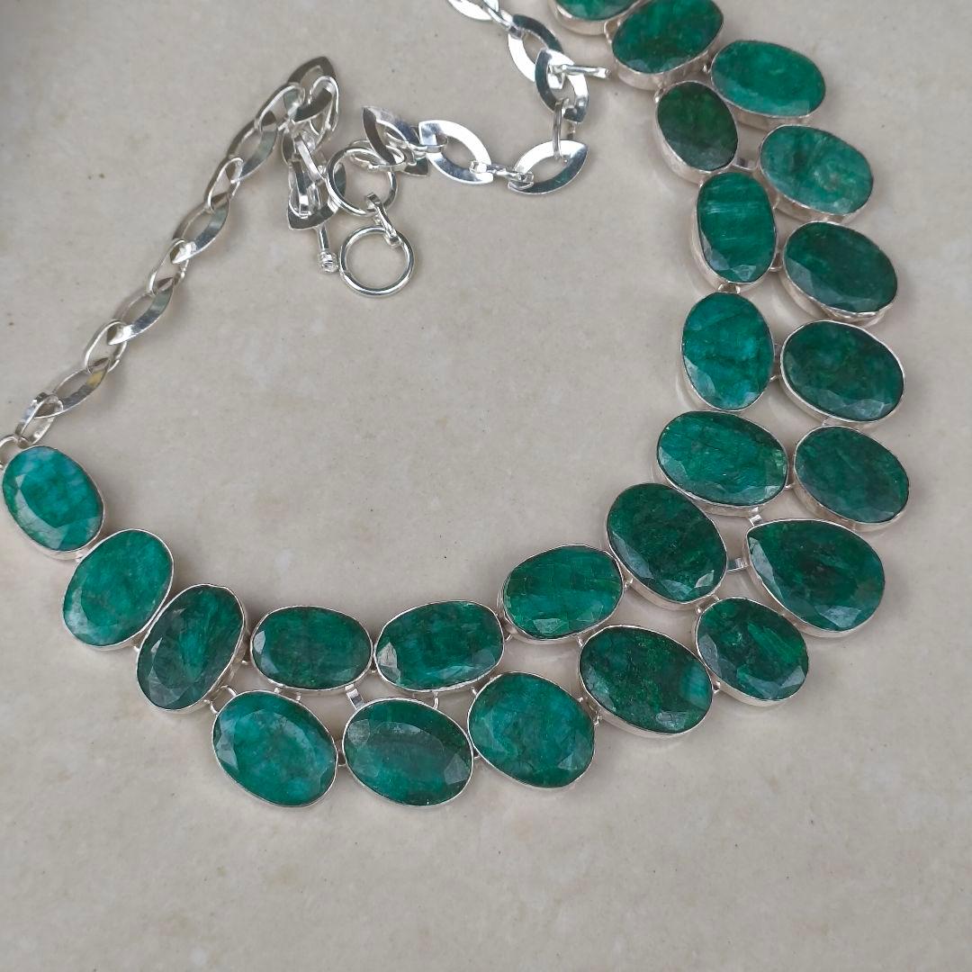 特大 エメラルド 30 天然石 ネックレス シルバー ビジュージュエリー