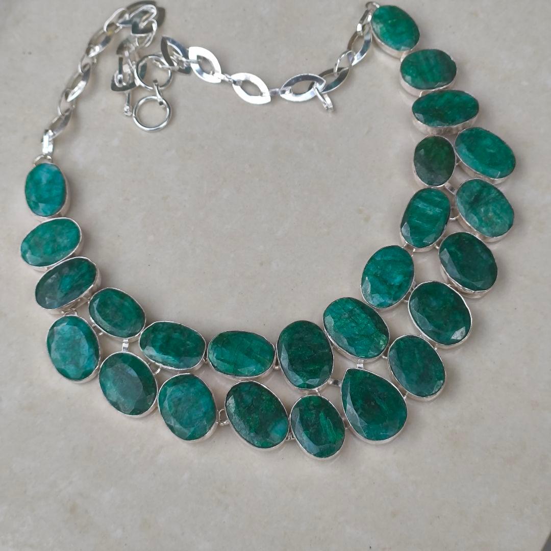 特大 エメラルド 30 天然石 ネックレス シルバー ビジュージュエリー