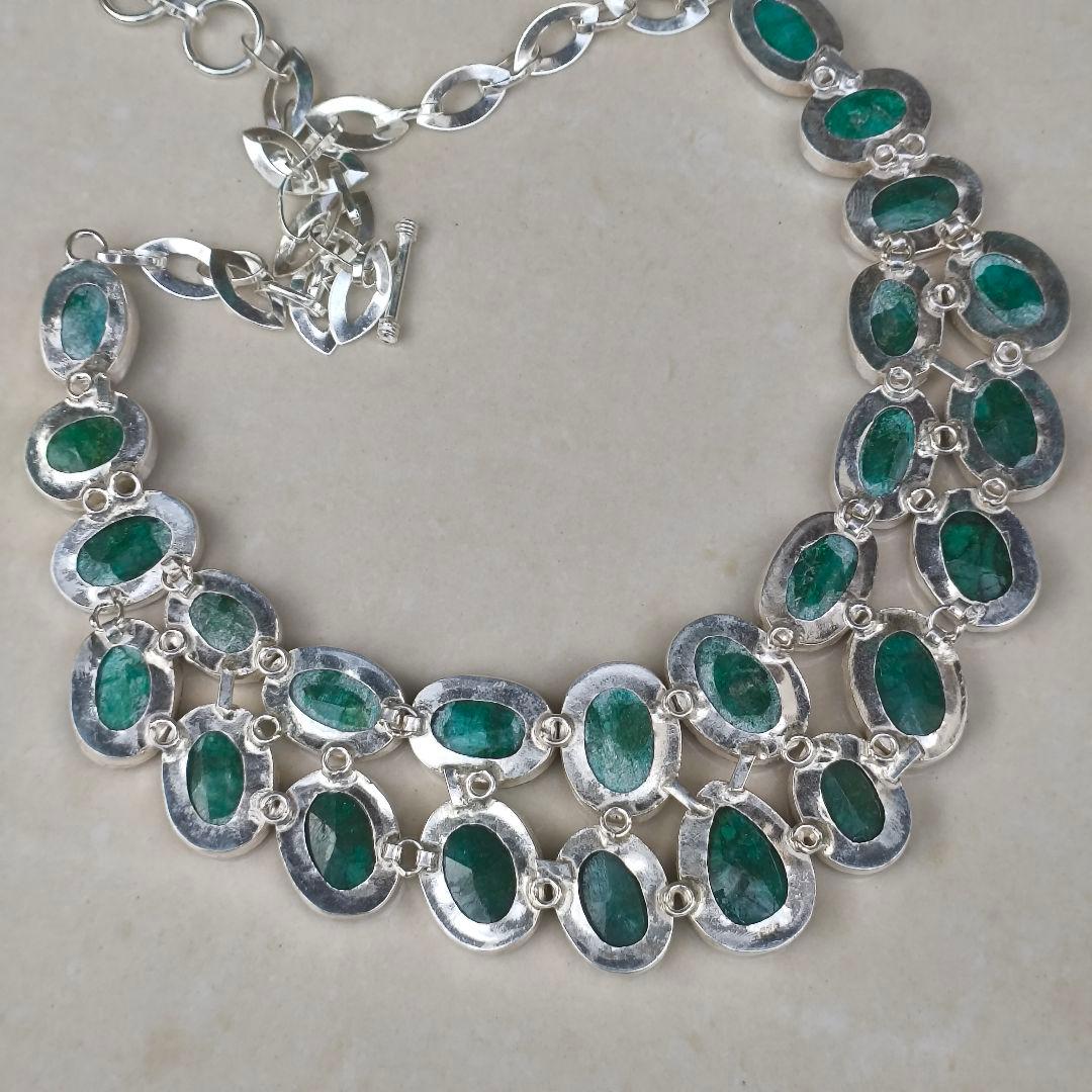 特大 エメラルド 30 天然石 ネックレス シルバー ビジュージュエリー