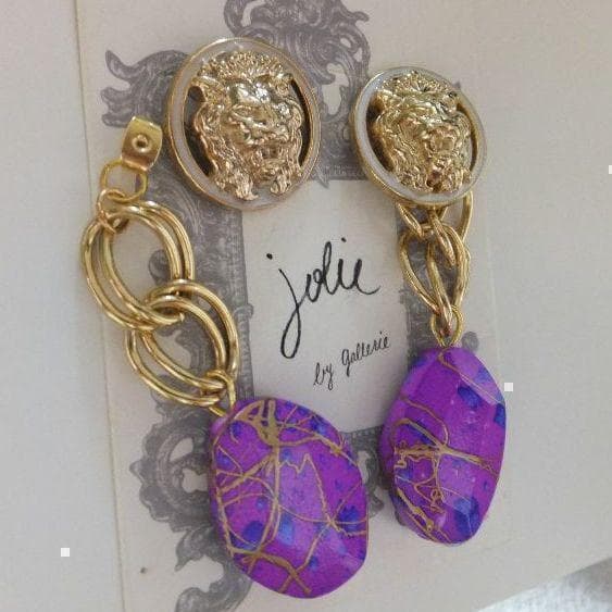 185＊2wayライオン ゴールド チェーン ペイント大人ピンク 個性派 派手