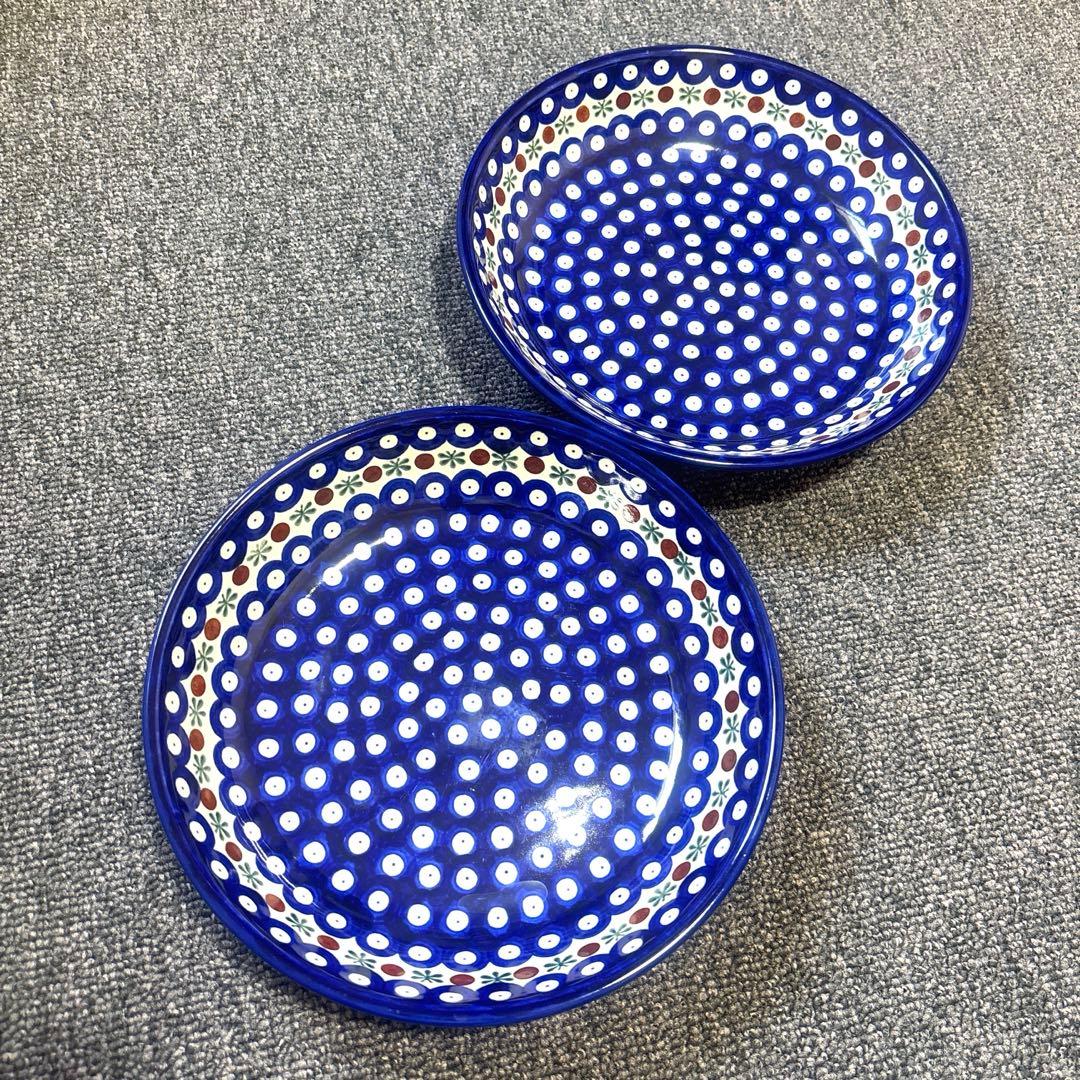 【本場現地購入】ポーランド食器＊伝統柄大皿2枚セット＊ポーリッシュポタリー未使用