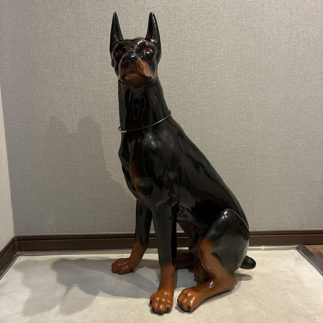 等身大 ドーベルマン 置物 80cm FRP 黒 店舗ディスプレイ