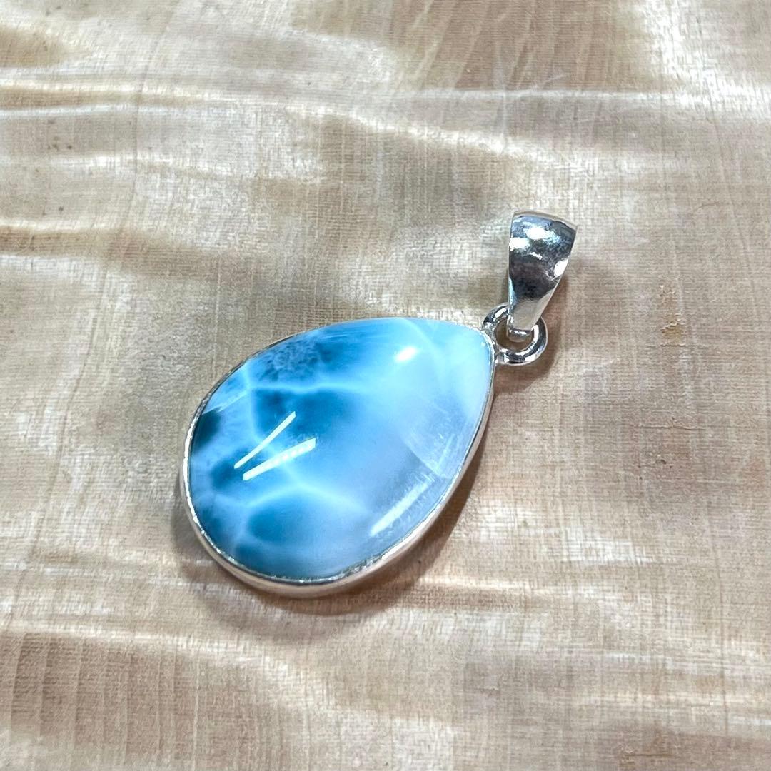 高品質　ラリマー　ペンダント　ネックレス　silver925 3-49