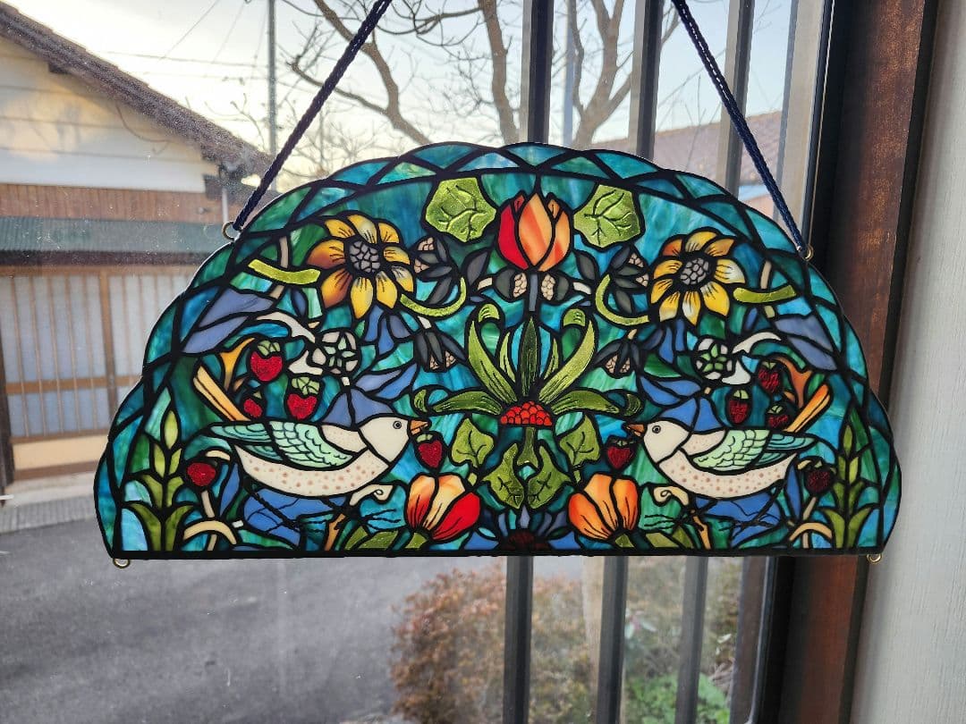 あお　ステンドグラスパネル