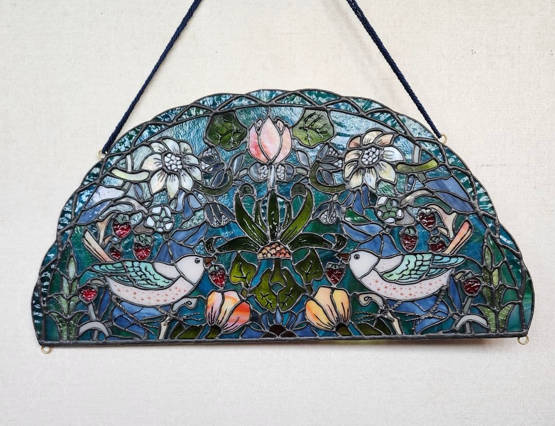 あお　ステンドグラスパネル