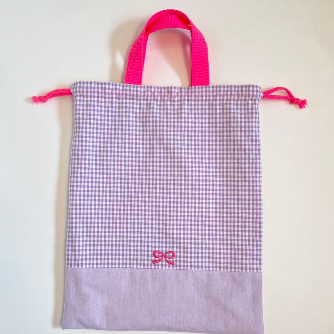 早い者勝ち　いちご　レッスンバック　体操着袋　ギンガムチェック　体操着袋
