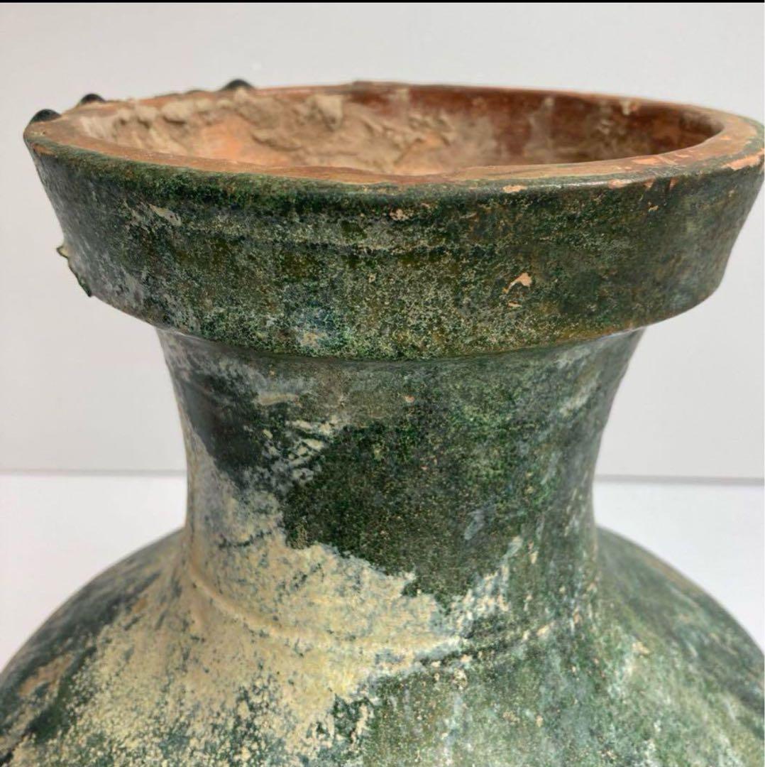 中国漢時代　漢緑釉大壺 高さ35.3cm 漢緑