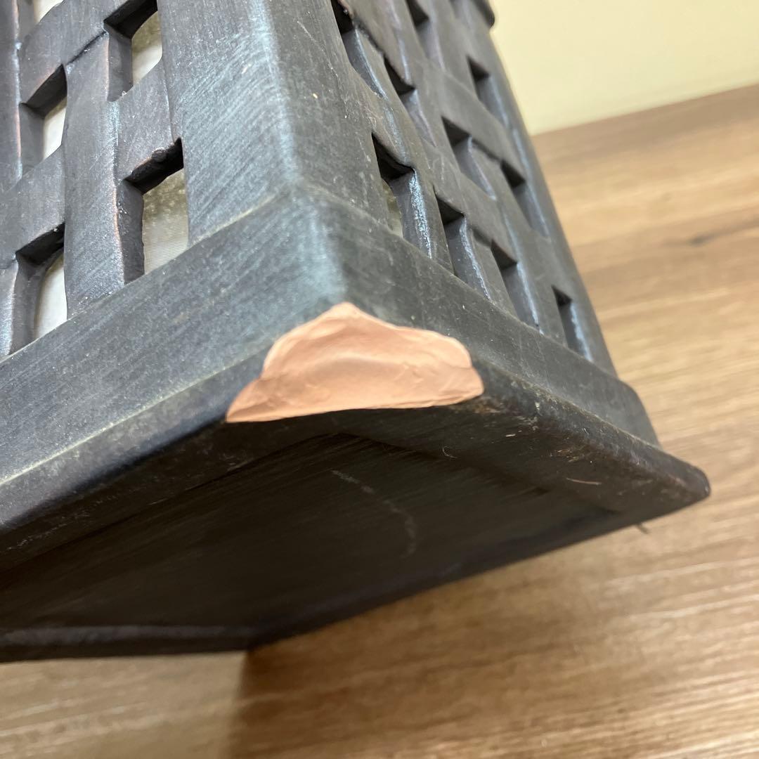 D-2 アンティーク調 陶器製 格子行燈（あんどん）風 置照明 ナイトランプ