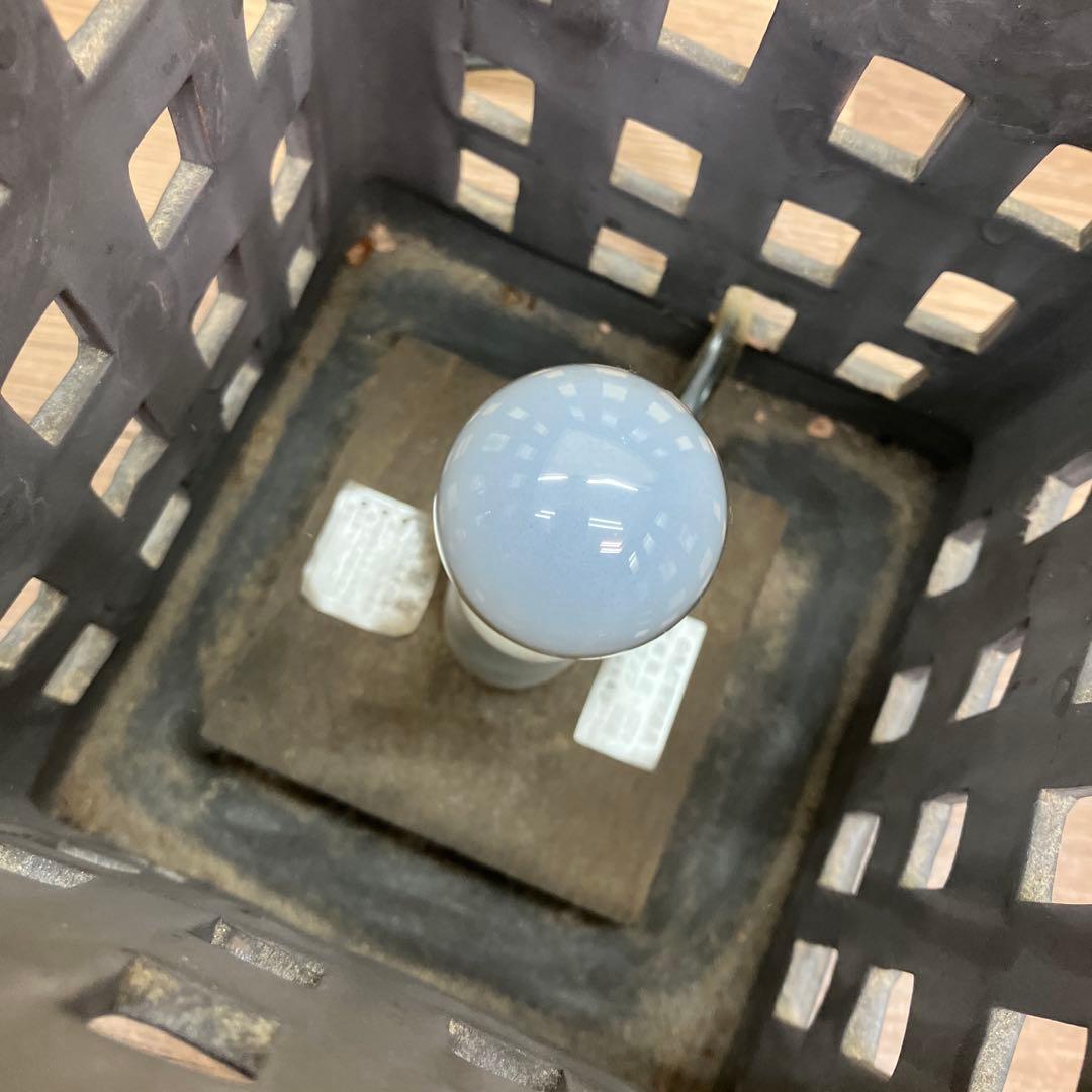 D-2 アンティーク調 陶器製 格子行燈（あんどん）風 置照明 ナイトランプ