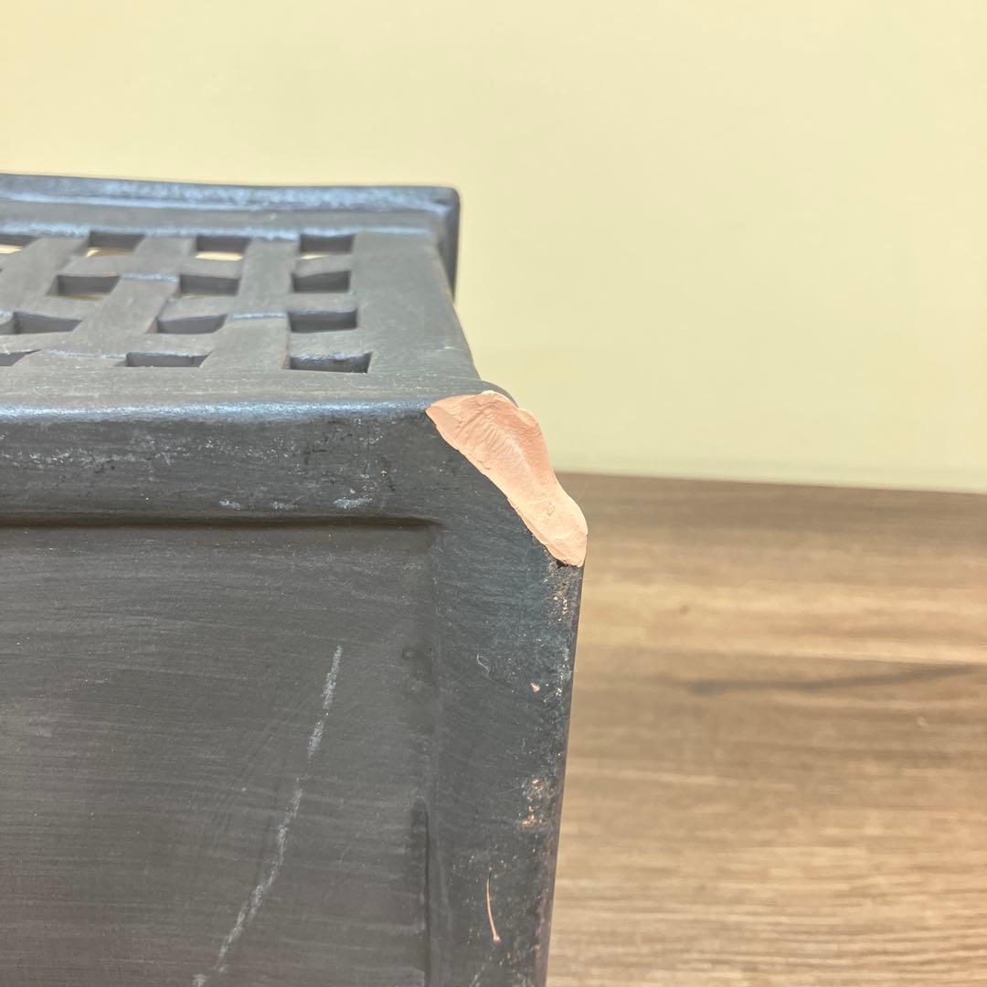 D-2 アンティーク調 陶器製 格子行燈（あんどん）風 置照明 ナイトランプ