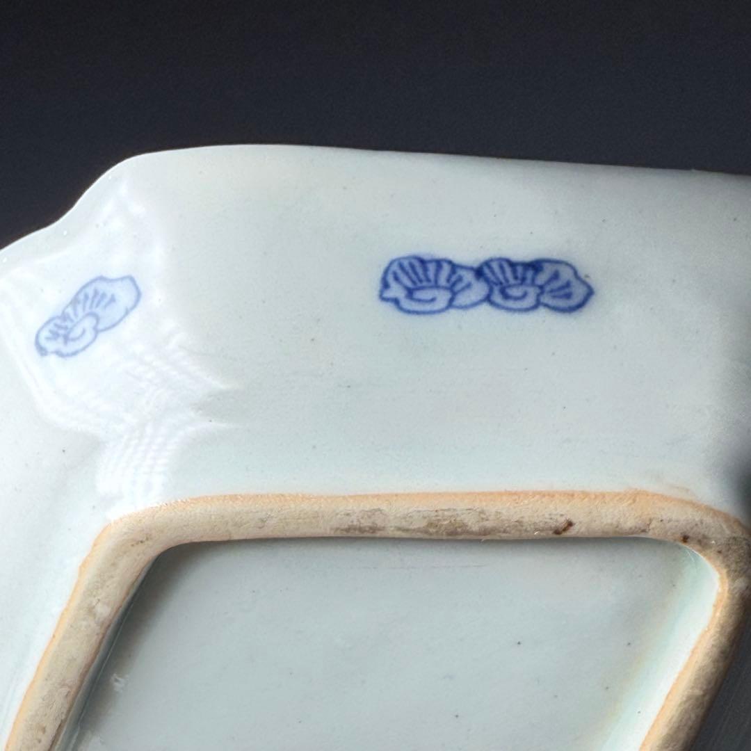 古伊万里　染付白鷺文様変形皿　五客　初出　料理屋　古器を楽しむ