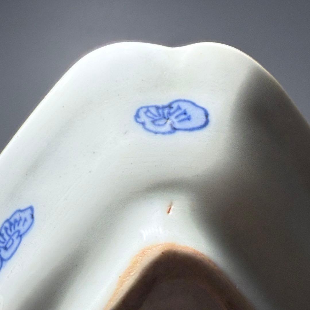 古伊万里　染付白鷺文様変形皿　五客　初出　料理屋　古器を楽しむ