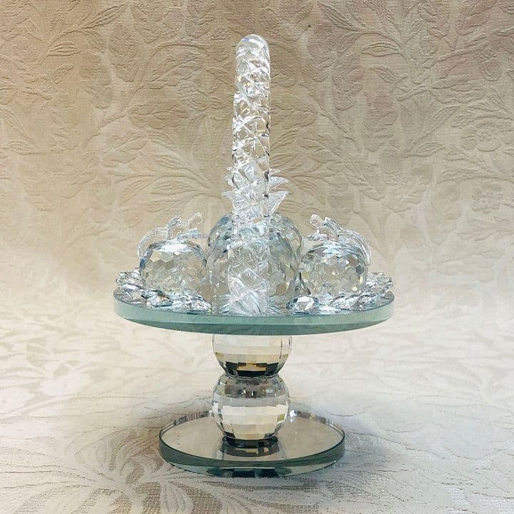 輸入雑貨　全面クリスタル仕様　『フルーツバスケット』　カットクリスタル　オブジェ