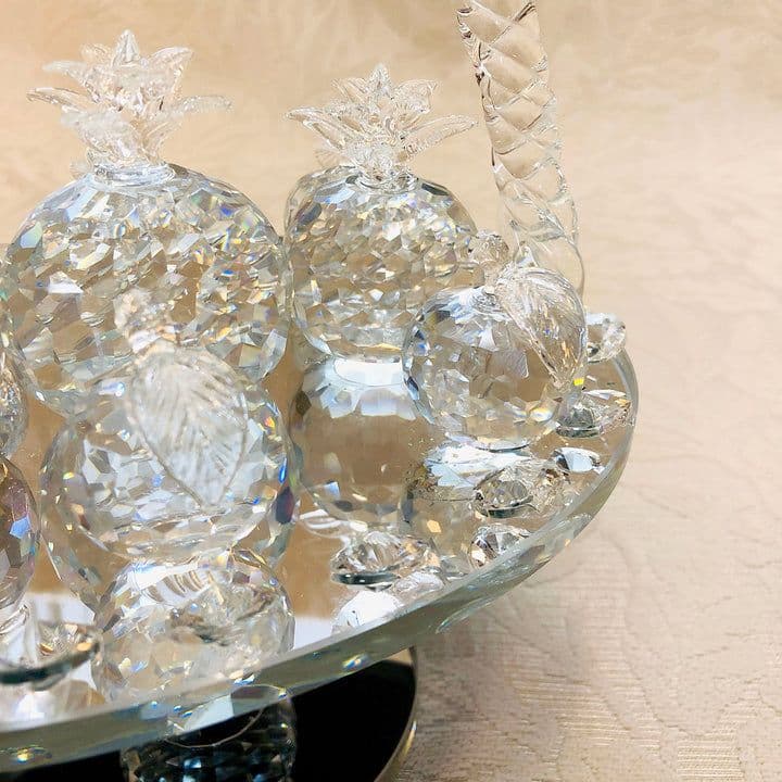 輸入雑貨　全面クリスタル仕様　『フルーツバスケット』　カットクリスタル　オブジェ