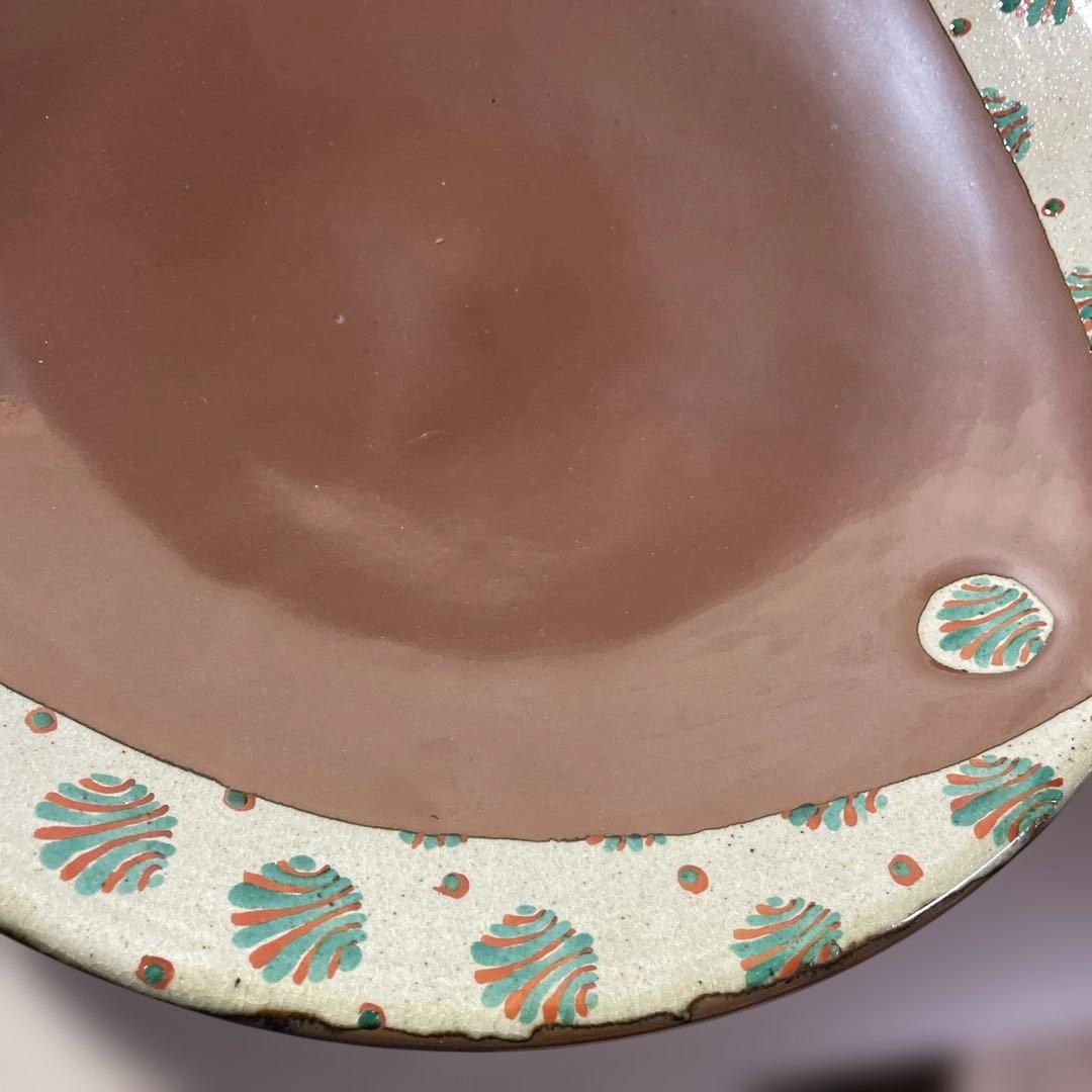 優品大作！！益子焼　浜田友緒　柿釉赤絵大皿　共箱