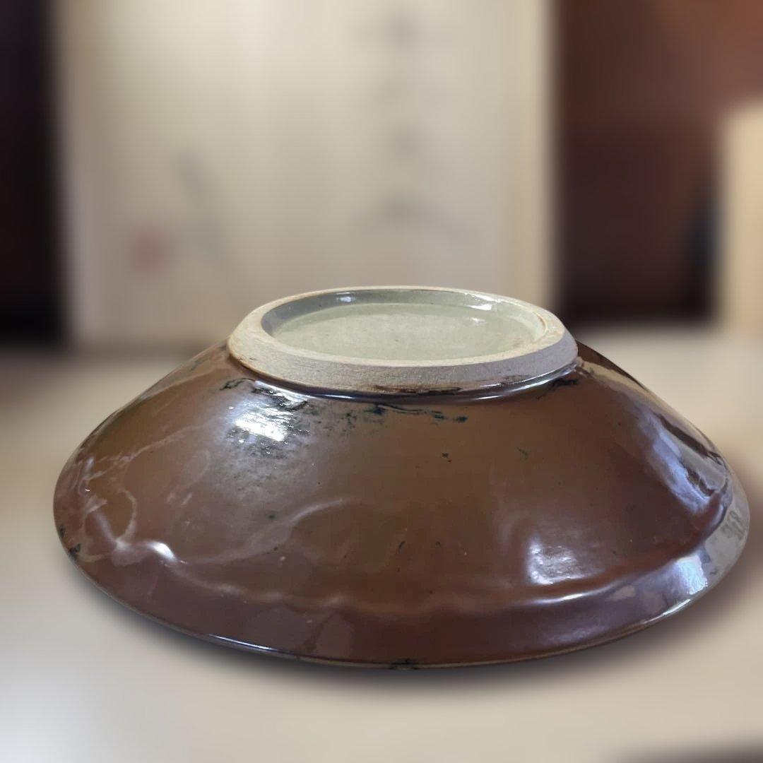 優品大作！！益子焼　浜田友緒　柿釉赤絵大皿　共箱