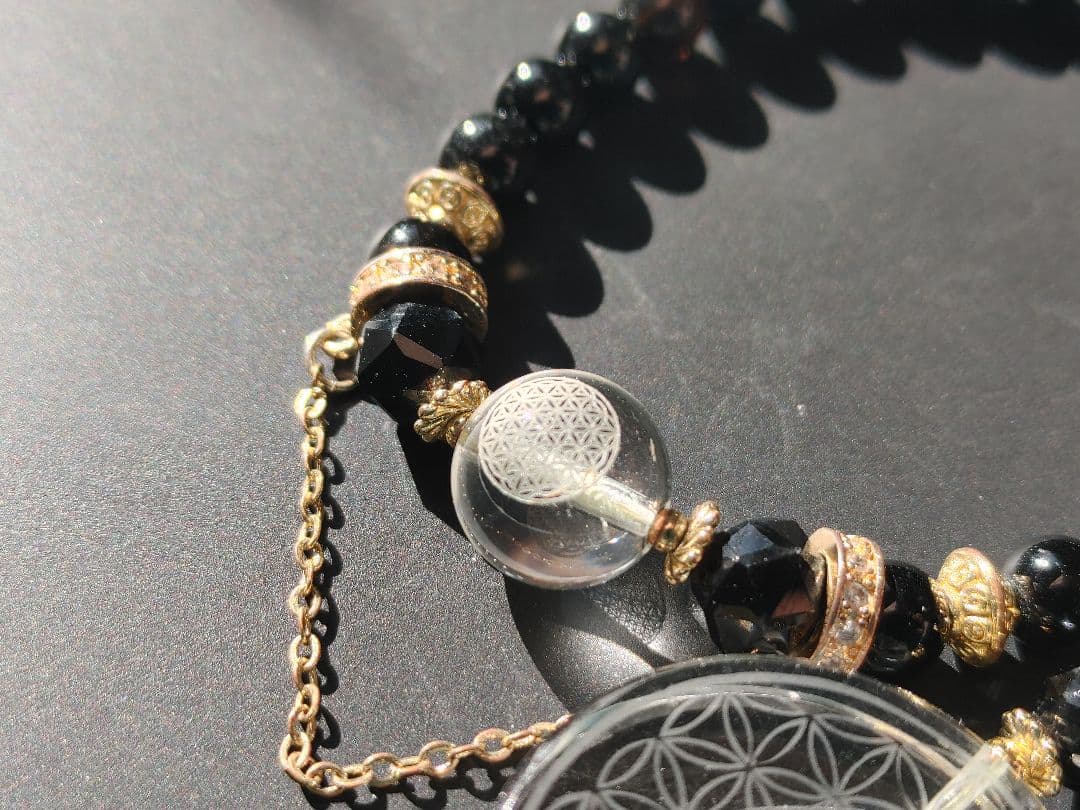 天然石ブレスレット③クォーツ水晶×モリオン２本セット