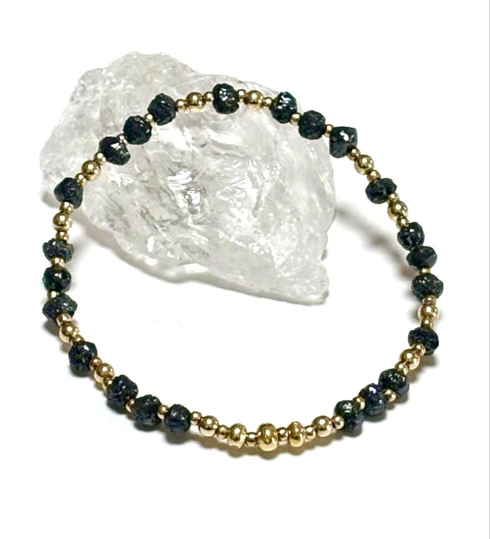 ⭐️10%off❗️ブラックダイヤモンド•14Kgf•カレンシルバーブレスレット