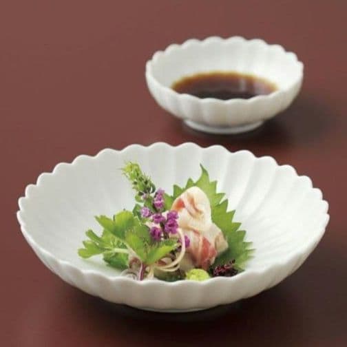 京都 たち吉 菊寿 白菊 菊割 白磁 菊割皿 中皿 深皿 銘々皿 五客揃