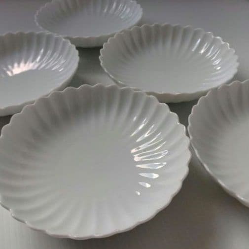 京都 たち吉 菊寿 白菊 菊割 白磁 菊割皿 中皿 深皿 銘々皿 五客揃