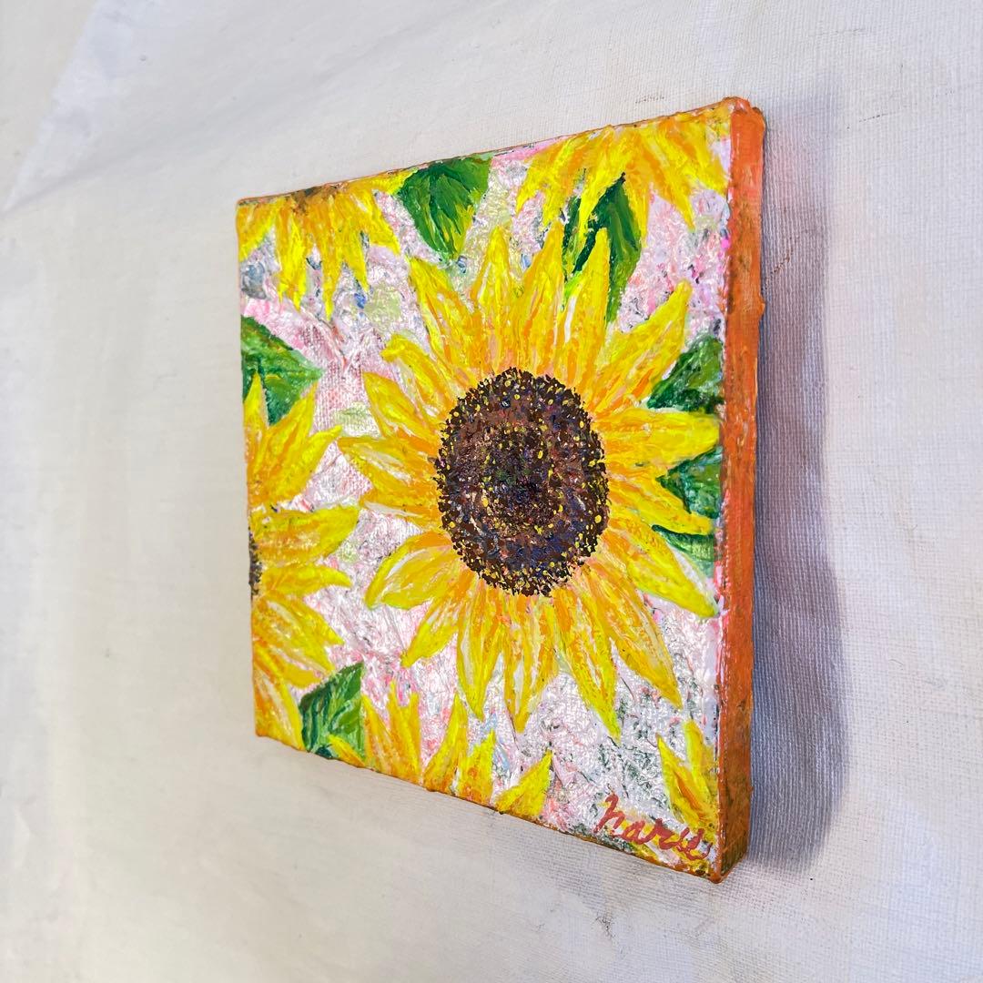 【原画 15×15cm】Sunlight in Pink: ひまわりの微笑み