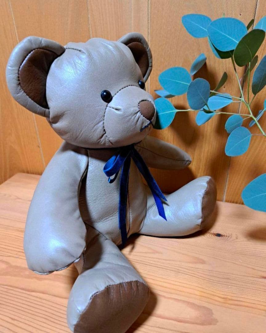 テディベア　天然牛レザー　グレージュ