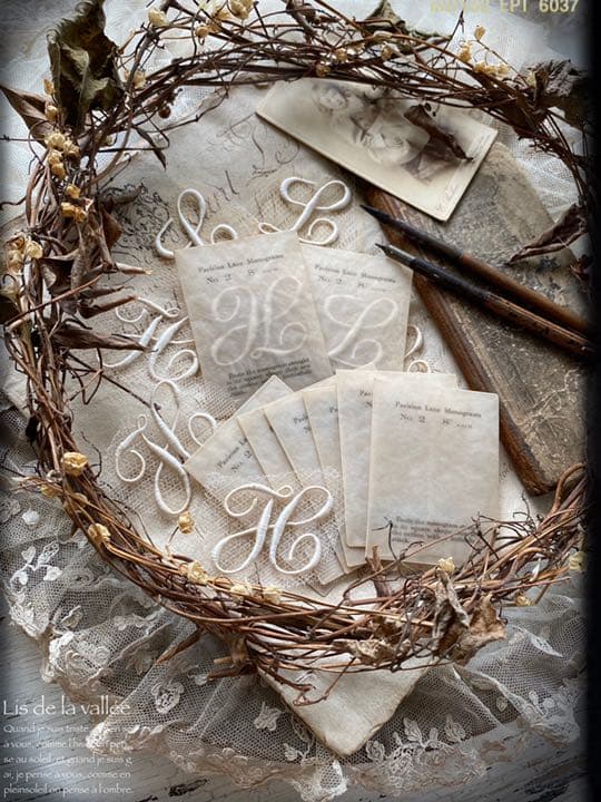 フランス アンティーク イニシャル刺繍シート.。.:⋈*