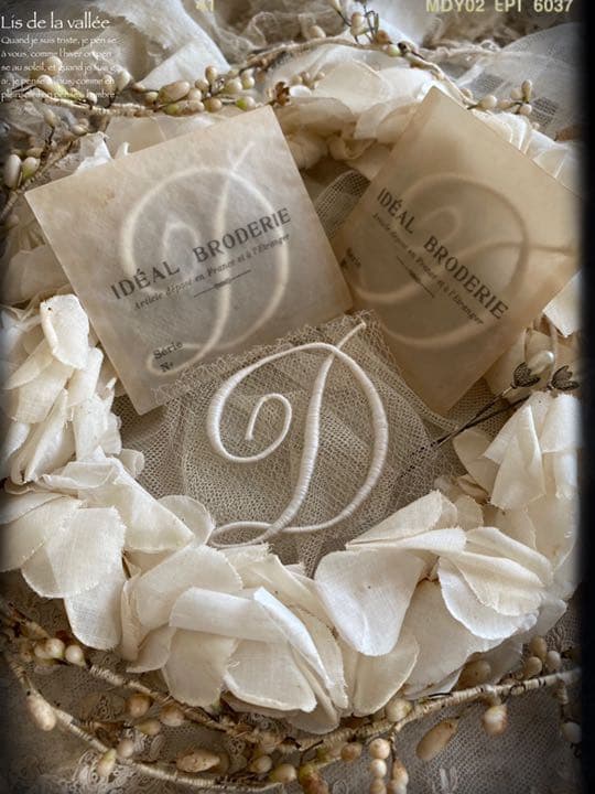 フランス アンティーク イニシャル刺繍シート.。.:⋈*