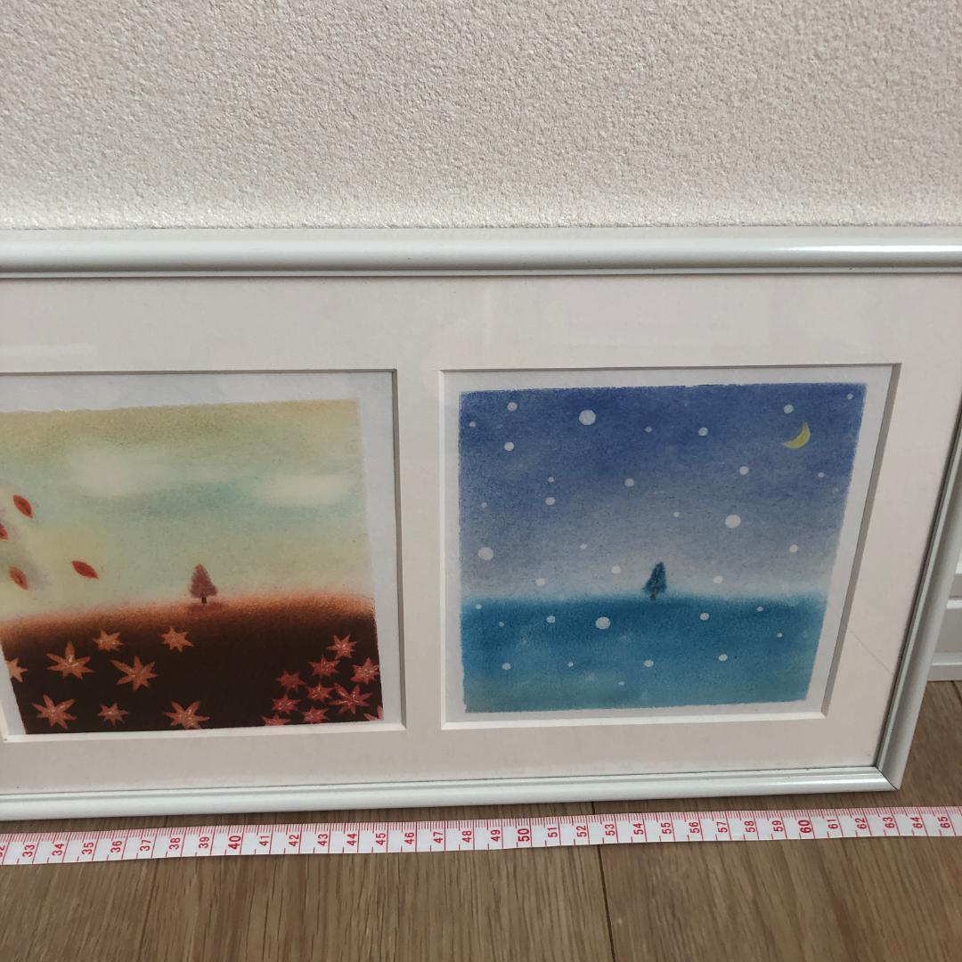 パステルアート 絵画 春夏秋冬 額 簡易フレーム付 四季まとめ