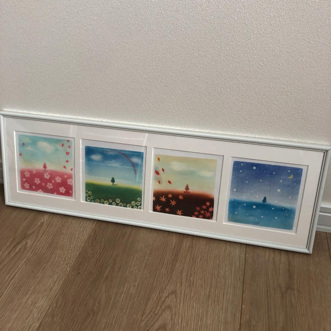 パステルアート 絵画 春夏秋冬 額 簡易フレーム付 四季まとめ
