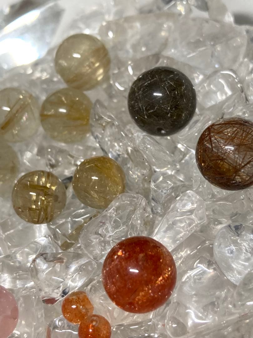 天然石　パワーストーン　ルチルクォーツ　等々12粒セット