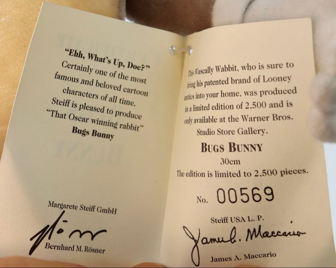 STEIFF バックス・バニー1997年U.S.A.限定品30cm